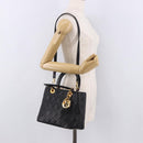 Christian Dior Canage Hand Bag Lamb Skin Black Gold Auth yk20628SAM-25