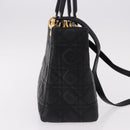 Christian Dior Canage Hand Bag Lamb Skin Black Gold Auth yk20628SAM-5
