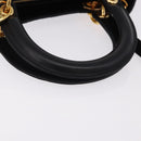 Christian Dior Canage Hand Bag Lamb Skin Black Gold Auth yk20628SAM-7