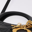 Christian Dior Canage Hand Bag Lamb Skin Black Gold Auth yk20628SAM-8