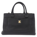 CHANEL Neo Executive Tote Bag Caviar Skin 2way Black Gold CC Auth yk20629SAM-13
