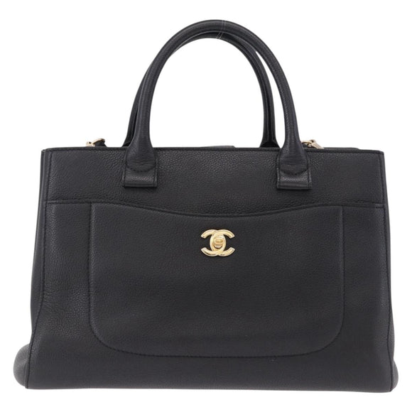 CHANEL Neo Executive Tote Bag Caviar Skin 2way Black Gold CC Auth yk20629SAM