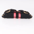 GUCCI GG Canvas Bamboo Chain Horsebit Hand Bag Black Gold 129497 Auth yk20630SAM-10