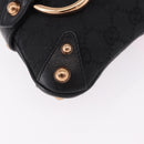 GUCCI GG Canvas Bamboo Chain Horsebit Hand Bag Black Gold 129497 Auth yk20630SAM-11