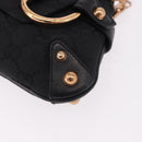 GUCCI GG Canvas Bamboo Chain Horsebit Hand Bag Black Gold 129497 Auth yk20630SAM-12