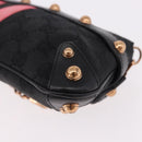 GUCCI GG Canvas Bamboo Chain Horsebit Hand Bag Black Gold 129497 Auth yk20630SAM-14