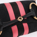 GUCCI GG Canvas Bamboo Chain Horsebit Hand Bag Black Gold 129497 Auth yk20630SAM-15