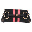 GUCCI GG Canvas Bamboo Chain Horsebit Hand Bag Black Gold 129497 Auth yk20630SAM-2