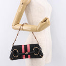 GUCCI GG Canvas Bamboo Chain Horsebit Hand Bag Black Gold 129497 Auth yk20630SAM-23