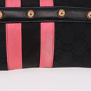 GUCCI GG Canvas Bamboo Chain Horsebit Hand Bag Black Gold 129497 Auth yk20630SAM-4