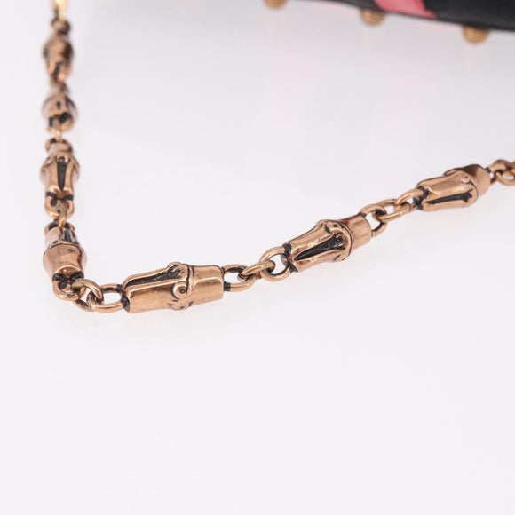 GUCCI GG Canvas Bamboo Chain Horsebit Hand Bag Black Gold 129497 Auth yk20630SAM