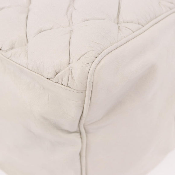 BALENCIAGA The Matelasse Hand Bag Leather White Silver 168031 Auth yk20631V