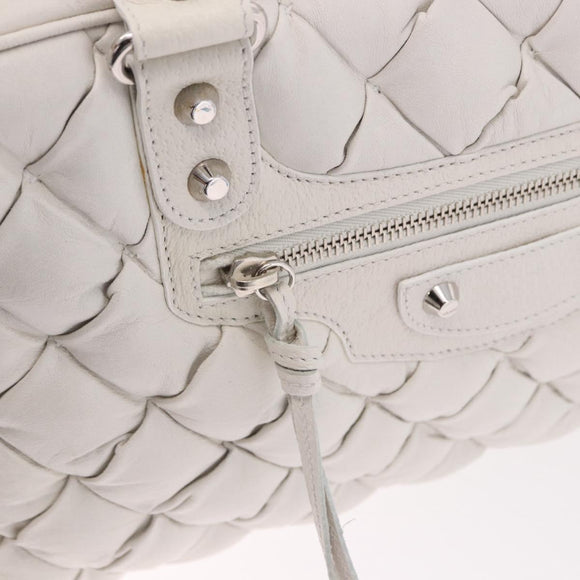BALENCIAGA The Matelasse Hand Bag Leather White Silver 168031 Auth yk20631V