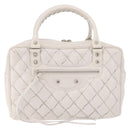 BALENCIAGA The Matelasse Hand Bag Leather White Silver 168031 Auth yk20631V-13