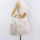 BALENCIAGA The Matelasse Hand Bag Leather White Silver 168031 Auth yk20631V-26