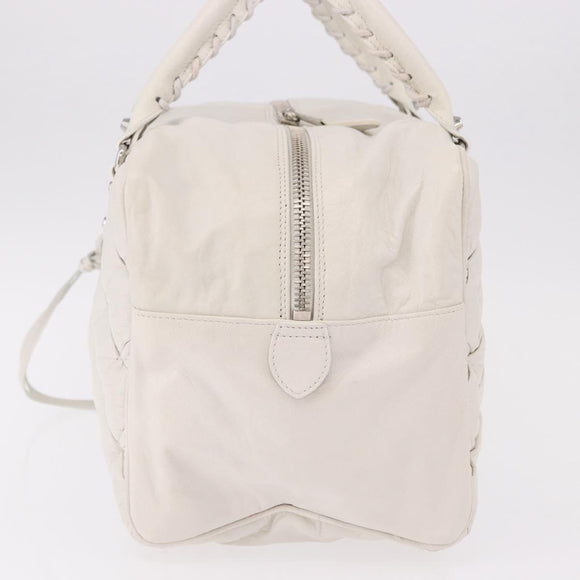 BALENCIAGA The Matelasse Hand Bag Leather White Silver 168031 Auth yk20631V
