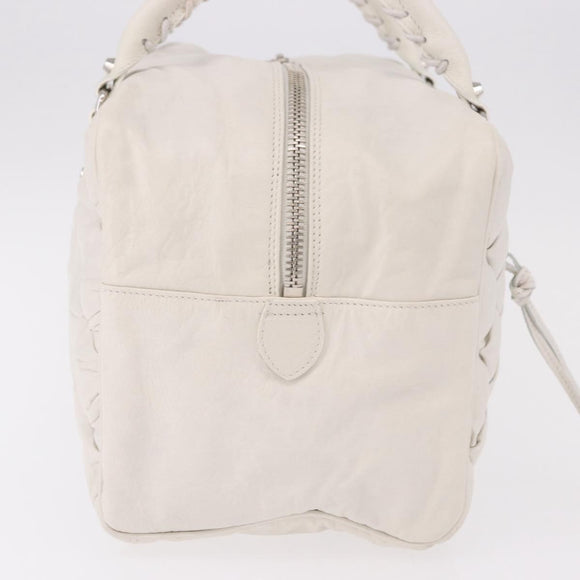 BALENCIAGA The Matelasse Hand Bag Leather White Silver 168031 Auth yk20631V