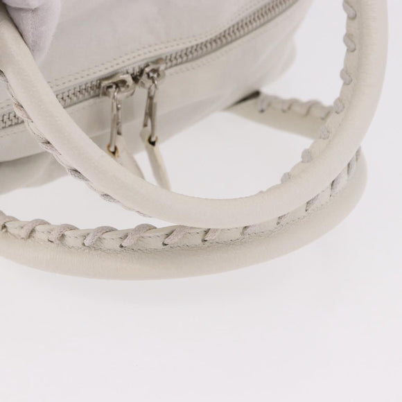 BALENCIAGA The Matelasse Hand Bag Leather White Silver 168031 Auth yk20631V