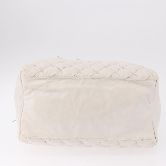 BALENCIAGA The Matelasse Hand Bag Leather White Silver 168031 Auth yk20631V