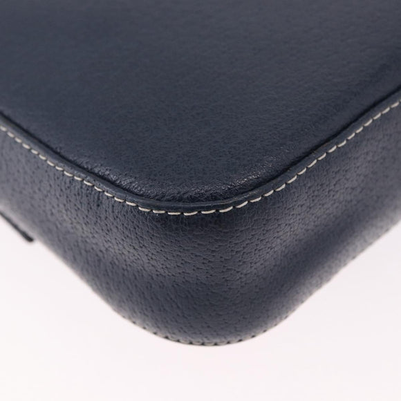 FENDI Mamma Baguette Shoulder Bag Leather Navy Gold Auth yk20632SAM