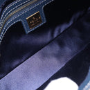 FENDI Mamma Baguette Shoulder Bag Leather Navy Gold Auth yk20632SAM-10