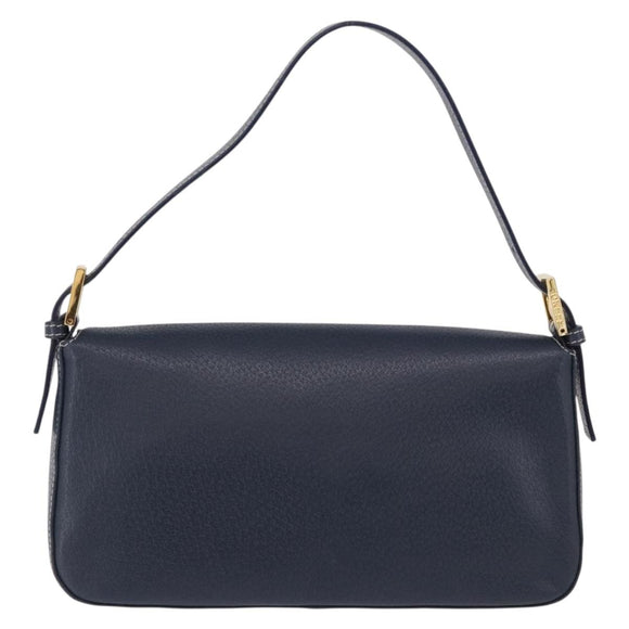 FENDI Mamma Baguette Shoulder Bag Leather Navy Gold Auth yk20632SAM