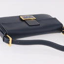 FENDI Mamma Baguette Shoulder Bag Leather Navy Gold Auth yk20632SAM-6