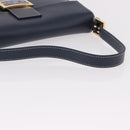 FENDI Mamma Baguette Shoulder Bag Leather Navy Gold Auth yk20632SAM-7