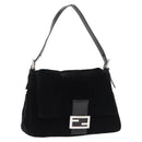 FENDI Mamma Baguette Shoulder Bag Velor Black Silver Auth yk20633SAM-1