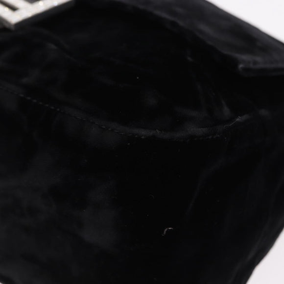 FENDI Mamma Baguette Shoulder Bag Velor Black Silver Auth yk20633SAM