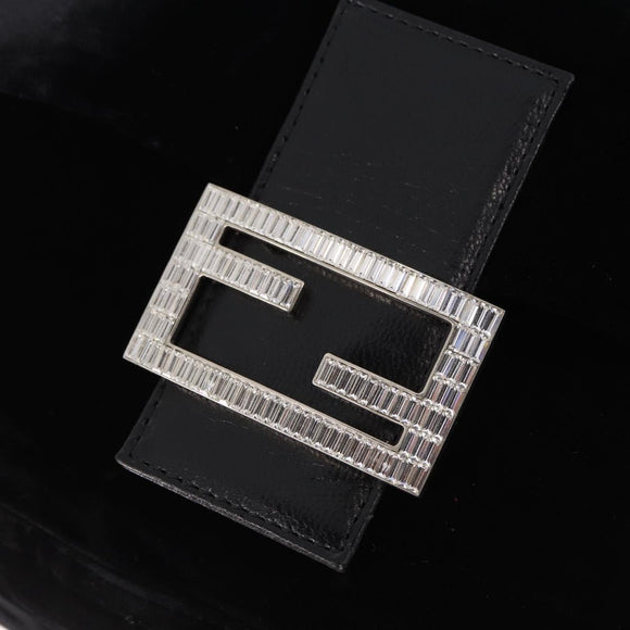 FENDI Mamma Baguette Shoulder Bag Velor Black Silver Auth yk20633SAM