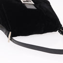 FENDI Mamma Baguette Shoulder Bag Velor Black Silver Auth yk20633SAM-6
