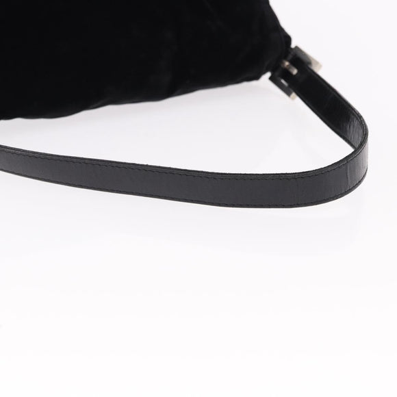 FENDI Mamma Baguette Shoulder Bag Velor Black Silver Auth yk20633SAM