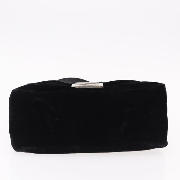 FENDI Mamma Baguette Shoulder Bag Velor Black Silver Auth yk20633SAM