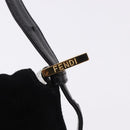 FENDI Mamma Baguette Shoulder Bag Suede Black Gold Tone Auth yk20635SAM-17