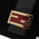 FENDI Mamma Baguette Shoulder Bag Suede Black Gold Tone Auth yk20635SAM-18