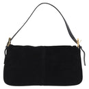 FENDI Mamma Baguette Shoulder Bag Suede Black Gold Tone Auth yk20635SAM-2