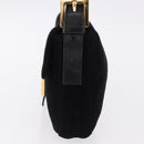 FENDI Mamma Baguette Shoulder Bag Suede Black Gold Tone Auth yk20635SAM-3