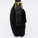 FENDI Mamma Baguette Shoulder Bag Suede Black Gold Tone Auth yk20635SAM-4