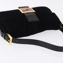 FENDI Mamma Baguette Shoulder Bag Suede Black Gold Tone Auth yk20635SAM-6