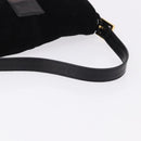 FENDI Mamma Baguette Shoulder Bag Suede Black Gold Tone Auth yk20635SAM-7