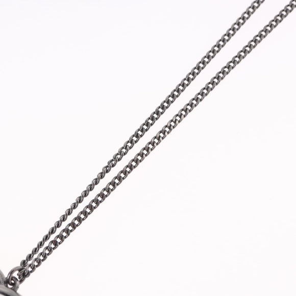 CHANEL COCO Mark Stone Necklace Metal Silver CC Auth yk20638M