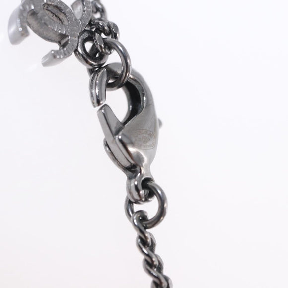 CHANEL COCO Mark Stone Necklace Metal Silver CC Auth yk20638M