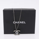 CHANEL COCO Mark Stone Necklace Metal Silver CC Auth yk20638M-15