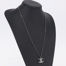 CHANEL COCO Mark Stone Necklace Metal Silver CC Auth yk20638M-16