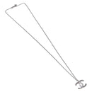 CHANEL COCO Mark Stone Necklace Metal Silver CC Auth yk20638M-2
