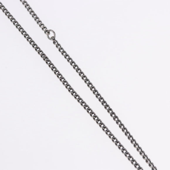 CHANEL COCO Mark Stone Necklace Metal Silver CC Auth yk20638M