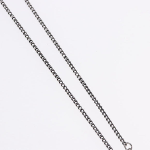 CHANEL COCO Mark Stone Necklace Metal Silver CC Auth yk20638M