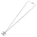 CHANEL COCO Mark Stone Necklace Metal Silver CC Auth yk20638M-9