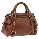 Miu Miu Hand Bag Leather 2way Brown Gold Tone Auth yk20642SAM-1